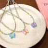 Wholesale Colorful Beaded Butterfly Necklace Collar Chain