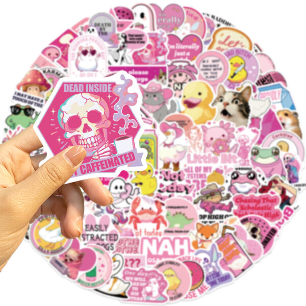 Wholesale 100pcs pink cartoon character Waterproof Vinyl Stickers
