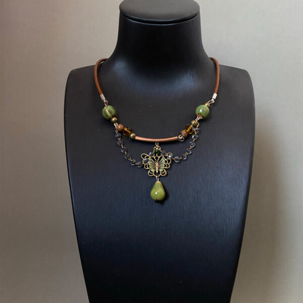 Wholesale Green Butterfly Ceramic Beaded Choker Necklace for Women