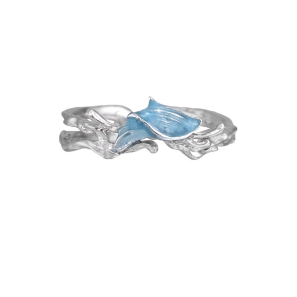 Wholesale Blue Wave Fish Adjustable Ring with Opening