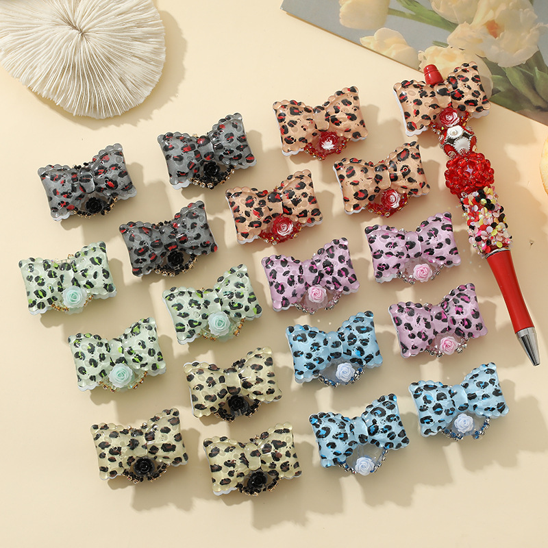 Wholesale Cute Leopard Bow Flower Bead Aessories DIY Beads