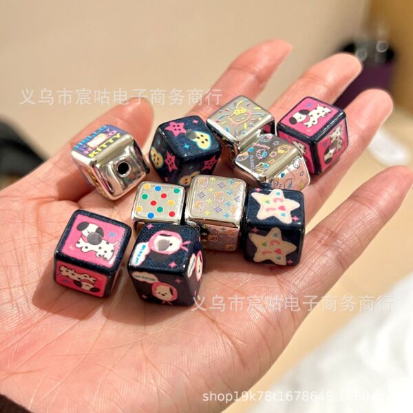 Wholesale Denim print dog star heart square bead