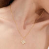 Wholesale Lucky Clover Square Crystal Zircon Pendant Necklace