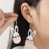 Wholesale Easter painted rabbit head Easter egg splicing acrylic earrings