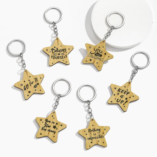 Wholesale English letter inspirational slogan Star Keychain