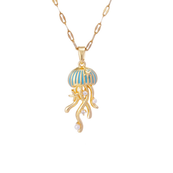 Wholesale Dopamine Drop Oil Jellyfish Marine Life Stainless Steel Necklace