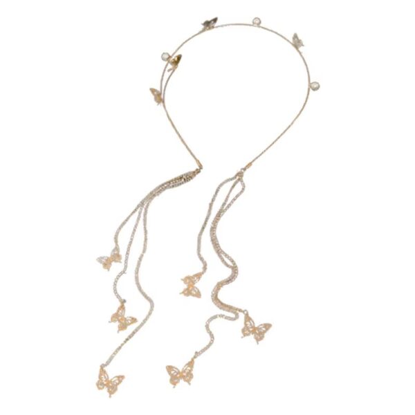 Wholesale Rhinestone Butterfly Fairy Tassel Headband Luxury Forest Style