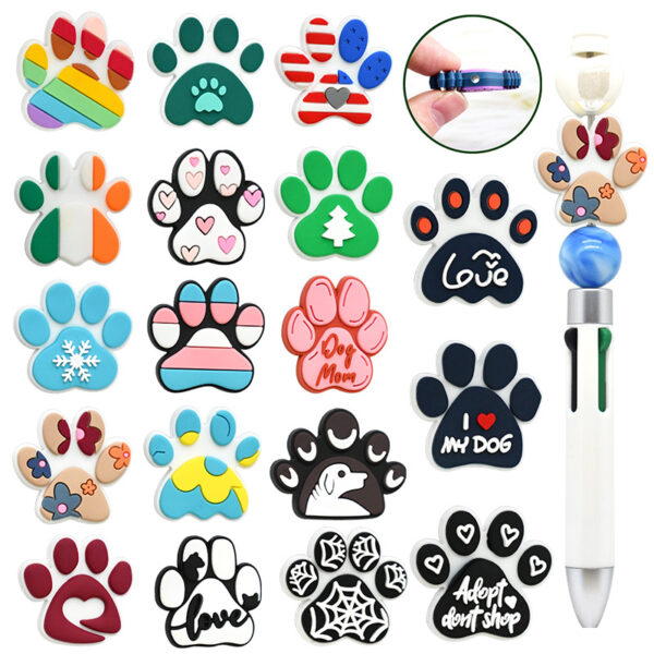 Wholesale Random 100pcs Colorful Dog Claw Footprint Cartoon Focal Beads