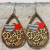 Wholesale Wooden hollow heart-shaped Valentine's Day pattern splicing earrings