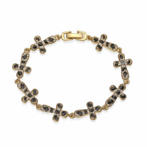 Gold leopard print cross bracelet