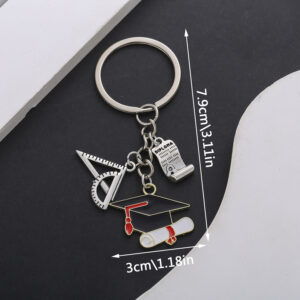 Er537-back-to-school season doctor's hat test paper ruler keychain-7.7g