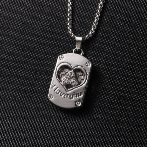 Square diamond heart/square pearl chain 70cm