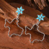 Wholesale Western style floral turquoise inlaid earrings