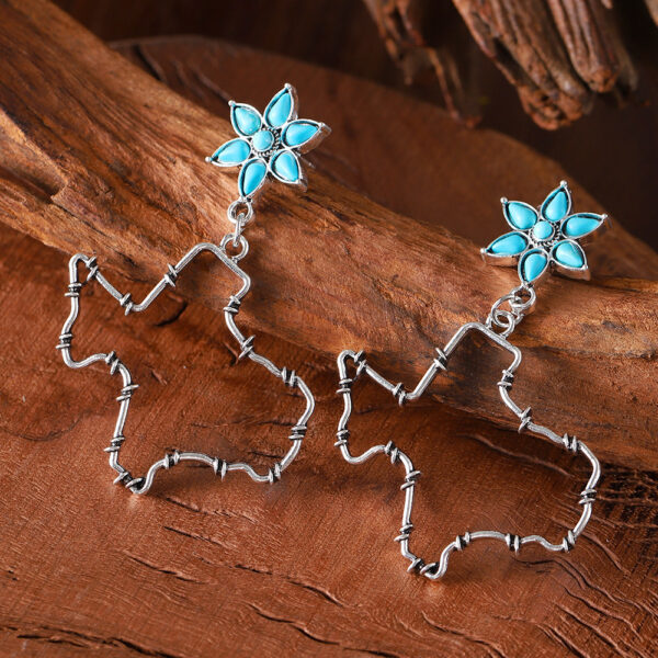 Wholesale Western style floral turquoise inlaid earrings