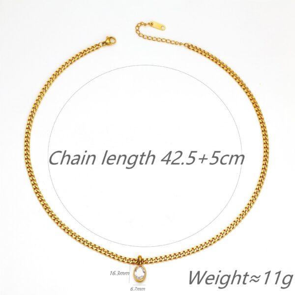 Wholesale Retro lock oval single diamond titanium steel necklace