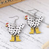 Wholesale Creative Funny High-heeled Shoes Rooster Polka Dot Wooden Earrings