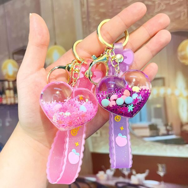 Wholesale Acrylic Light-Up Heart Glitter Keychain