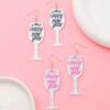 Wholesale Letter glitter wine glass bling earrings