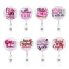 Wholesale Cross-Border New Glitter Acrylic Romantic Valentine's Day Easy-Pull Buckle Love Gift Retractable Badge Reel