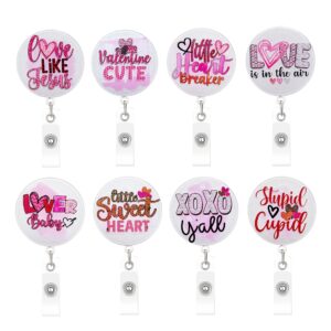 Wholesale Cross-Border New Glitter Acrylic Romantic Valentine's Day Easy-Pull Buckle Love Gift Retractable Badge Reel