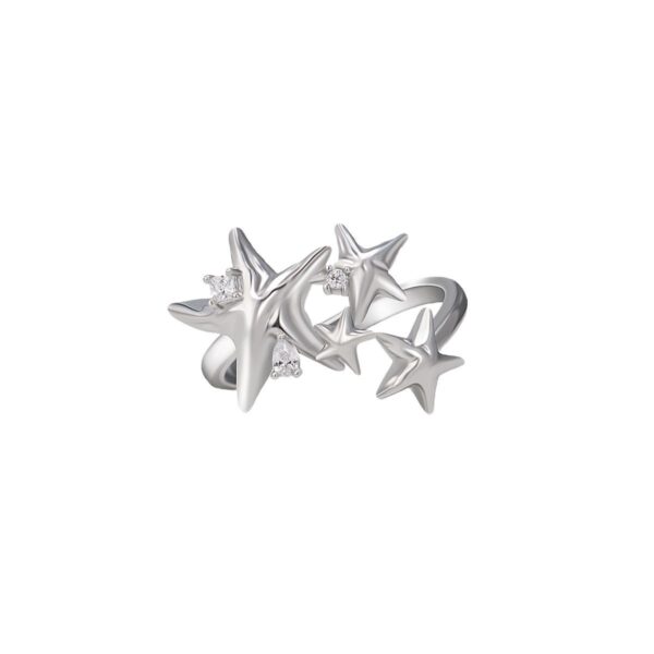 Wholesale Silver starfish ocean zircon open ring