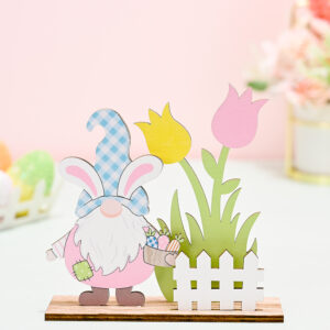 Easter wooden ornament - style a: blue hat & fence