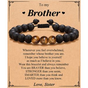 Brother card + tiger eye stone black frosted bracelet