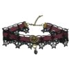 Wholesale Lace punk star dark red ribbon black and white lace necklace
