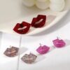 Wholesale red sequined red lip acrylic earrings female jewelry