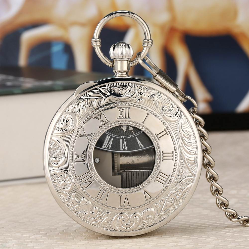 Wholesale Creative quartz music Swan Lake music box cket watch