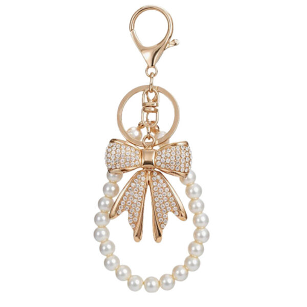 O1CN01ErCPrP1PCHcCRYbrR_2218535611804-0-cib Wholesale Diamond studded bow chain pearl bead keychain
