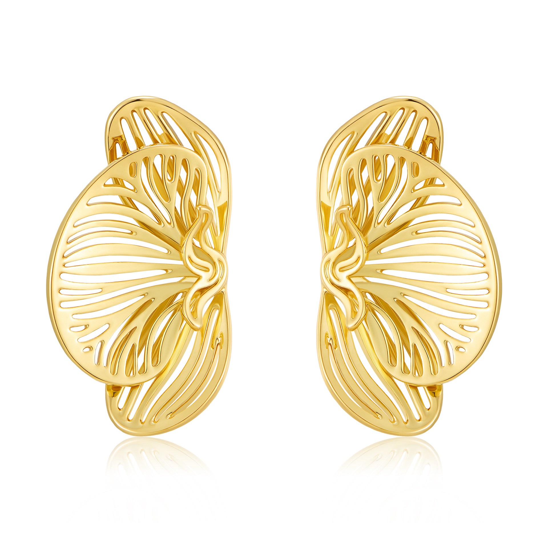 Wholesale Golden geometric butterfly hollow earrings