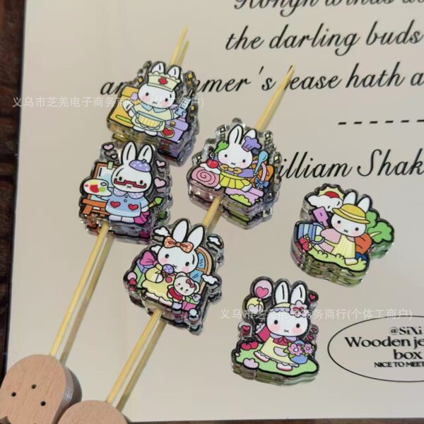 Wholesale 10pcs embossed house playing cartoon rabbit acrylic beads