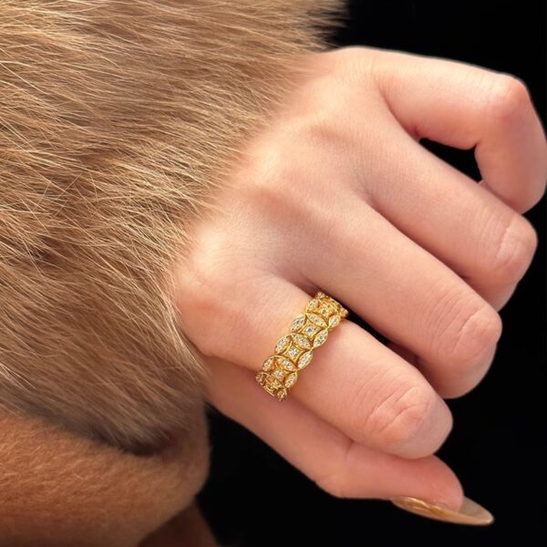 Wholesale Five Emperors Money Sand Gold Sparkling Diamond Wealth Ring