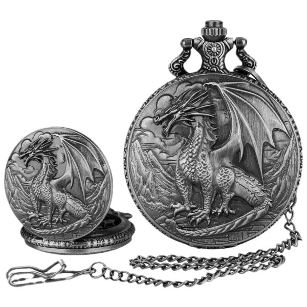 O1CN01EtZgw91wPSElazwH1_2219096156300-0-cib Wholesale Embossed dragon standing, swinging tail containing dice pocket watch
