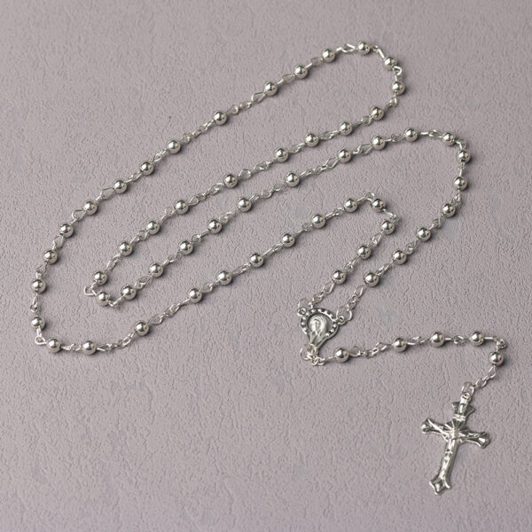 Wholesale 5mm silver prayer bead cross pendant necklace