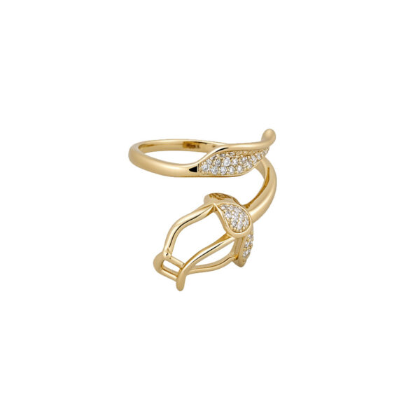 Wholesale Copper Inlaid Zircon Butterfly Flower Open Ring