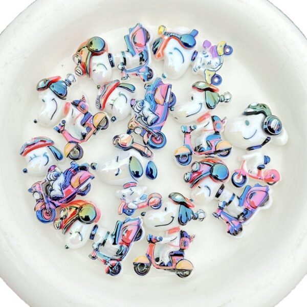 Wholesale 10pcs 30mm Cute Cartoon Black and White Dog Straight-Hole Acrylic Beads OLY Exclusive