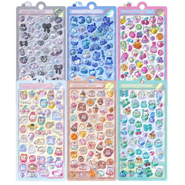 Wholesale 3D Embossed Fun Stickers, Acrylic Diamond Stickers, Kidsren's Handmade DIY Decorative Stickers, Beautiful Embossed Fun Stickers