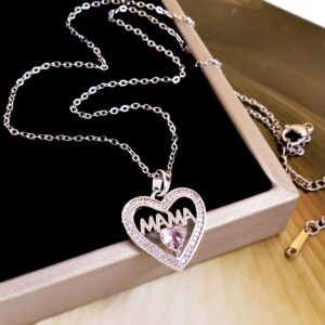 Xl1497 pink love love mom necklace silver