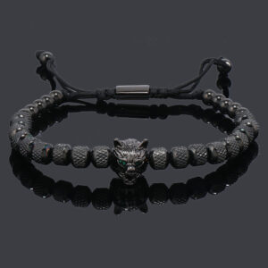 Pineapple beads 6MM18 black wolf head