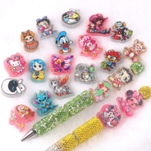 Wholesale glitter cartoon straight-hole DIY acrylic beads OLY Exclusive