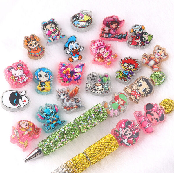 Wholesale glitter cartoon straight-hole DIY acrylic beads OLY Exclusive
