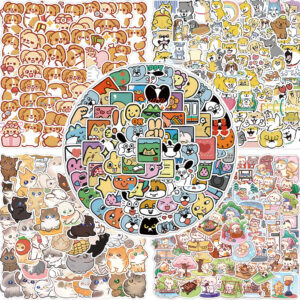 Wholesale 100 Cartoon Cute Kittens and Puppies Waterproof Vinyl Stickers