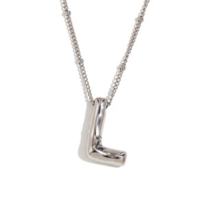 Party balloon letter pendant necklace-steel color-L
