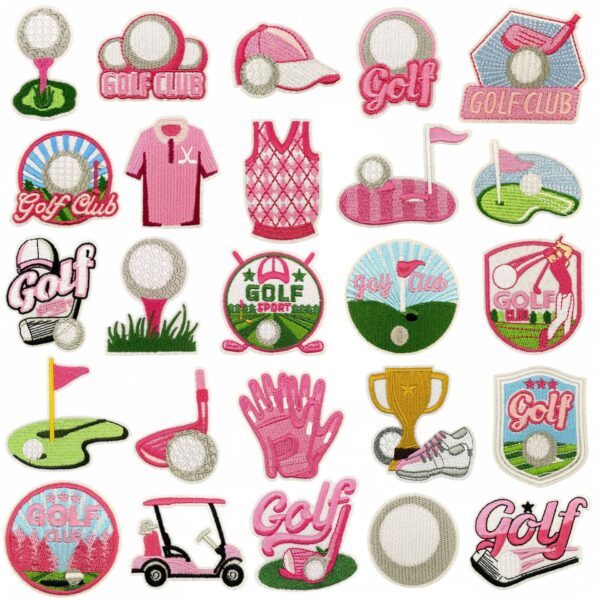 Wholesale Cartoon Sports Golf Pink Series Embroidery DIY Patches