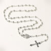 Wholesale 5mm silver prayer bead cross pendant necklace