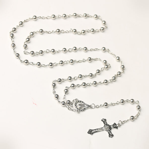 Wholesale 5mm silver prayer bead cross pendant necklace