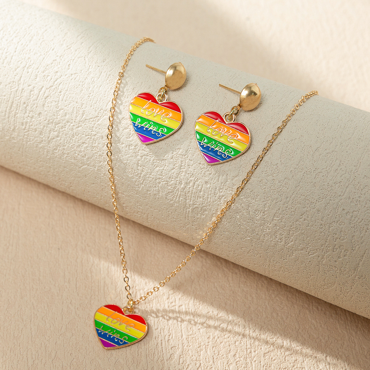 Wholesale Rainbow Love Element Necklace