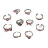 Wholesale Luxury Heart Gemstone Ring Set Open Ring